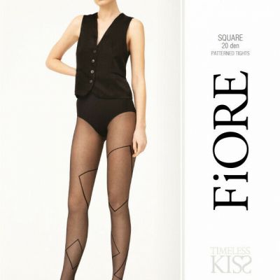 FIORE SQUARE UNIQUE DESIGN 20 DENIER TIGHTS PANTYHOSE 3 SIZES 2 COLORS